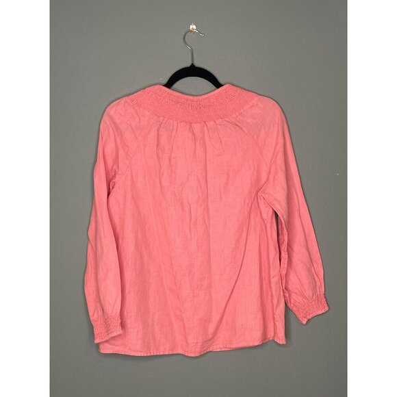 Rachel Zoe Linen Blend Women's Small Shirred Tassel Blouse - Picture 2 of 7